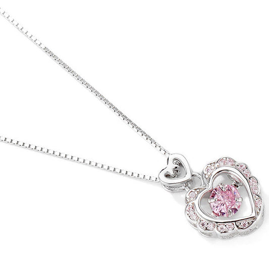 Simple Style Shiny Heart Shape Copper Zircon Pendant Necklace In Bulk