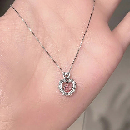Simple Style Shiny Heart Shape Copper Zircon Pendant Necklace In Bulk