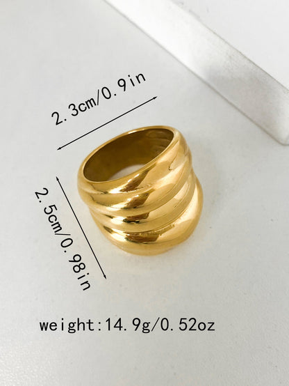 Casual Simple Style Commute Solid Color Stainless Steel Plating Gold Plated Rings