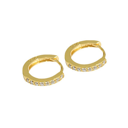 Simple Style Geometric Sterling Silver Gold Plated Zircon Hoop Earrings 1 Pair