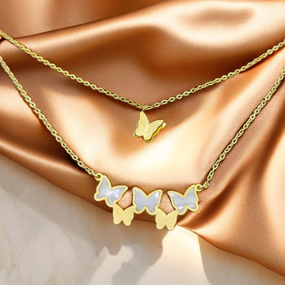 Sweet Simple Style Butterfly Stainless Steel Titanium Steel Layered Necklaces