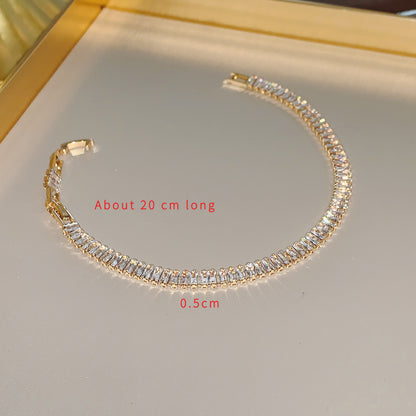 Fashion Commute Heart Shape Alloy Plating Metal Inlay Zircon 14k Gold Plated Women's Bracelets