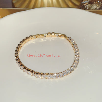 Fashion Commute Heart Shape Alloy Plating Metal Inlay Zircon 14k Gold Plated Women's Bracelets