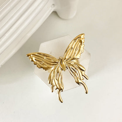 Preppy Style Romantic Butterfly Stainless Steel Plating Gold Plated Rings