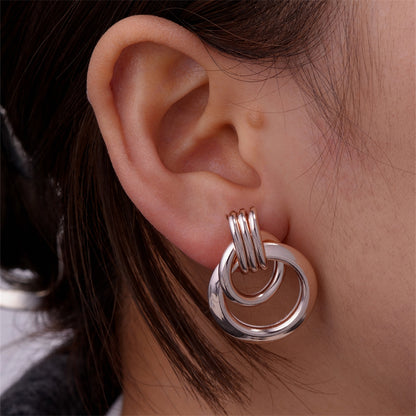 1 Pair Vintage Style Simple Style Geometric Circle Plating Hollow Out Iron Rose Gold Plated White Gold Plated Gold Plated Ear Studs