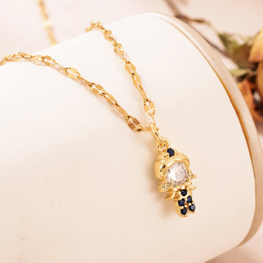 Casual Cute Tortoise Heart Shape Eye Copper 18k Gold Plated Zircon Pendant Necklace In Bulk