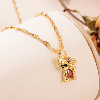 Casual Cute Tortoise Heart Shape Eye Copper 18k Gold Plated Zircon Pendant Necklace In Bulk