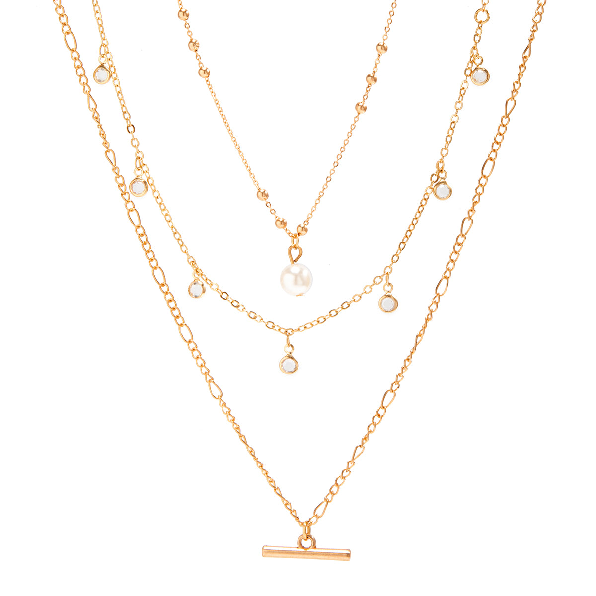 Retro Classic Style Irregular Geometric Round Imitation Pearl Copper Wholesale Necklace