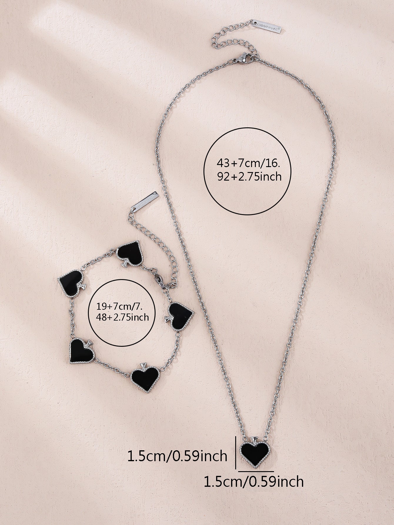 Wholesale Basic Modern Style Heart Shape Titanium Steel Plating Bracelets Necklace