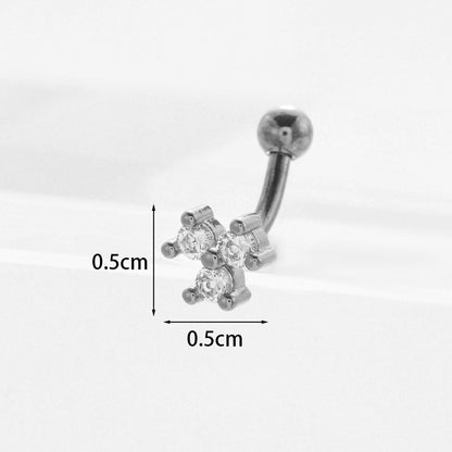 Ear Cartilage Rings & Studs Lady Flower 316 Stainless Steel  Copper Inlaid Zircon