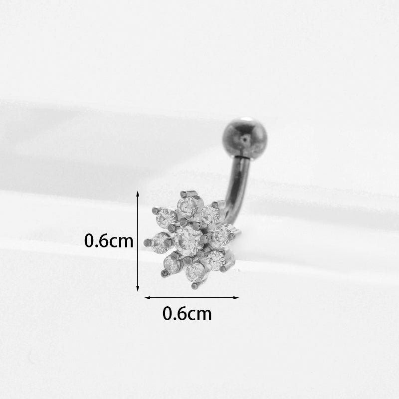 Ear Cartilage Rings & Studs Lady Flower 316 Stainless Steel  Copper Inlaid Zircon