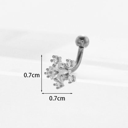 Ear Cartilage Rings & Studs Lady Flower 316 Stainless Steel  Copper Inlaid Zircon