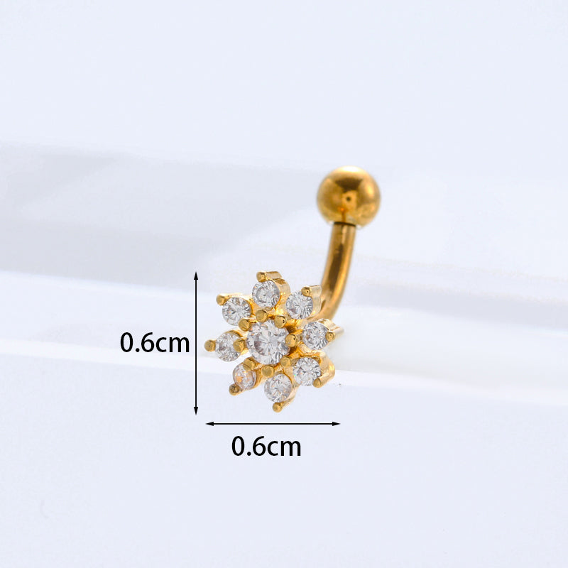 Ear Cartilage Rings & Studs Lady Flower 316 Stainless Steel  Copper Inlaid Zircon