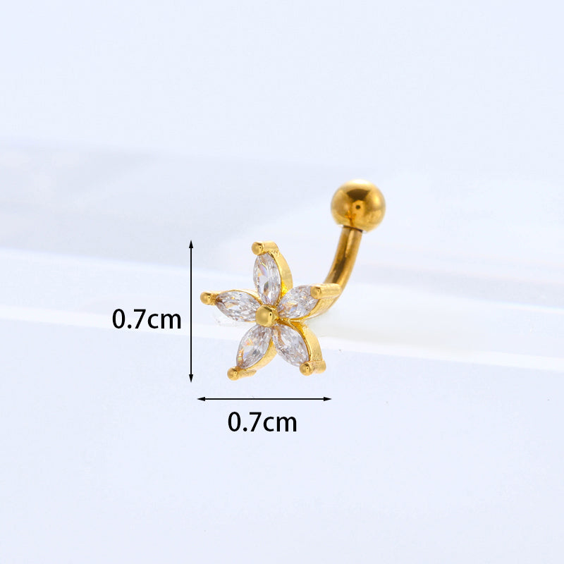 Ear Cartilage Rings & Studs Lady Flower 316 Stainless Steel  Copper Inlaid Zircon