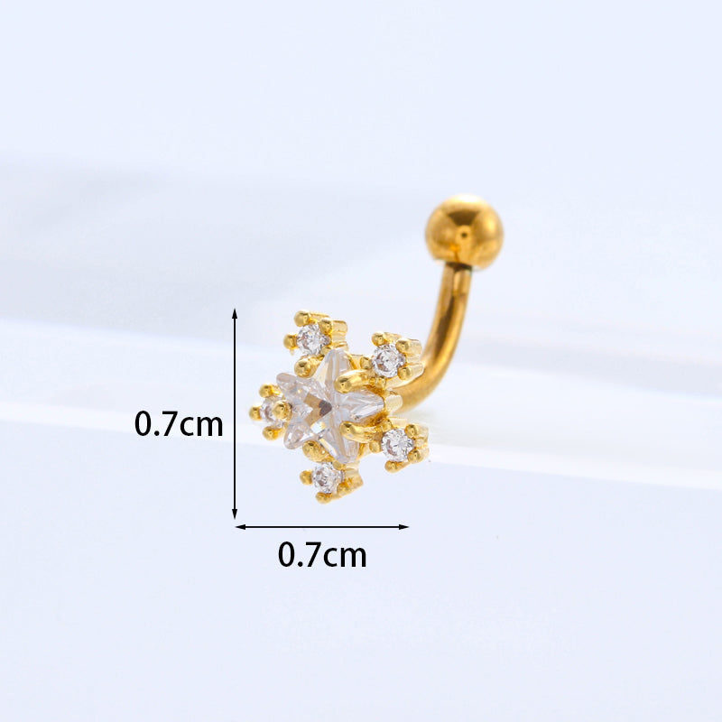 Ear Cartilage Rings & Studs Lady Flower 316 Stainless Steel  Copper Inlaid Zircon