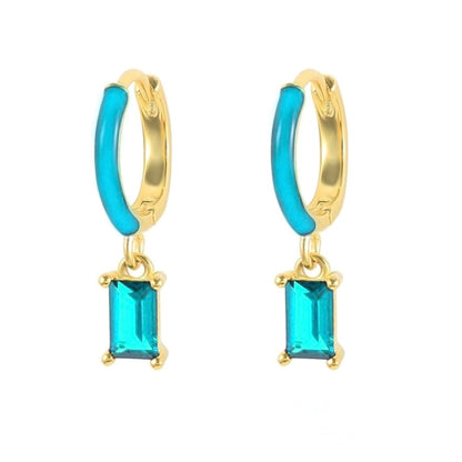 1 Pair Ig Style Simple Style U Shape Water Droplets Rhombus Epoxy Inlay Copper Zircon Earrings