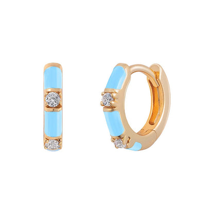 1 Pair Ig Style Simple Style U Shape Water Droplets Rhombus Epoxy Inlay Copper Zircon Earrings