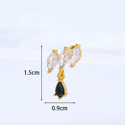 Flower Inlaid Zircon Metal Earrings