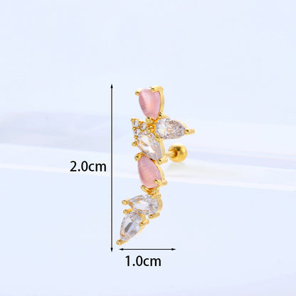 Flower Inlaid Zircon Metal Earrings