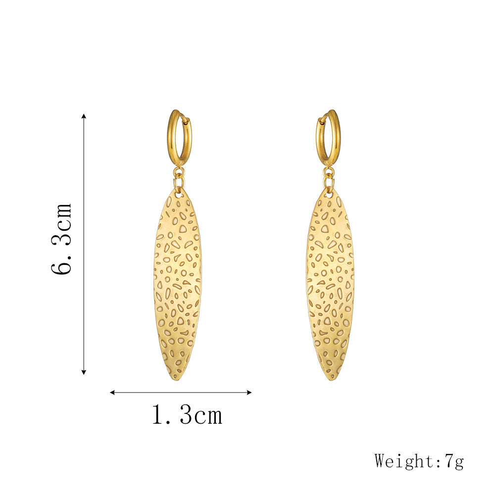 1 Pair Simple Style Commute Leaf Plating Titanium Steel Gold Plated Drop Earrings