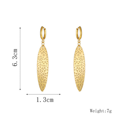 1 Pair Simple Style Commute Leaf Plating Titanium Steel Gold Plated Drop Earrings