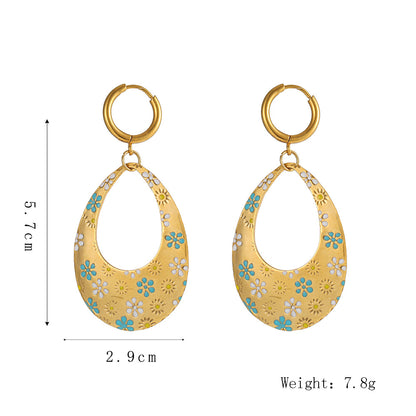 1 Pair Vacation Color Block Plating Stainless Steel Gold Plated Drop Earrings