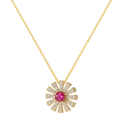 Casual Simple Style Sunflower Copper 18k Gold Plated Zircon Pendant Necklace In Bulk