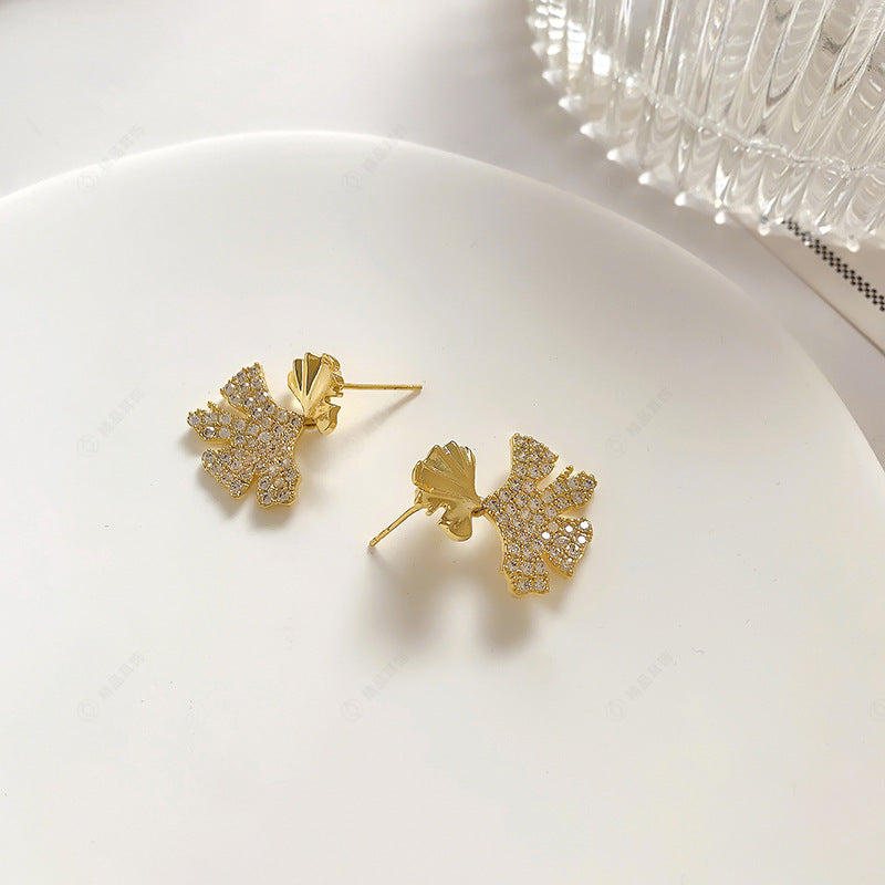 1 Pair Modern Style Commute Leaf Plating Inlay Copper Zircon Drop Earrings