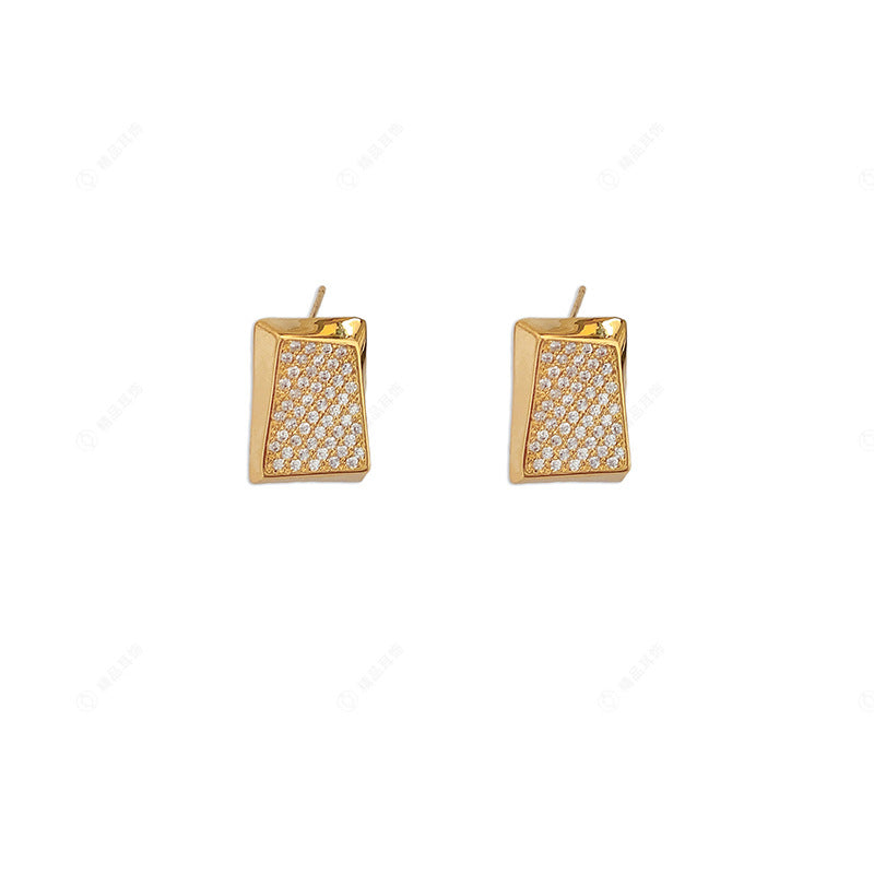 1 Pair Retro Roman Style Geometric Plating Inlay Copper Zircon Ear Studs