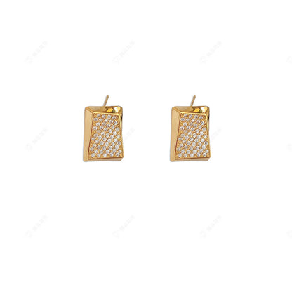 1 Pair Retro Roman Style Geometric Plating Inlay Copper Zircon Ear Studs