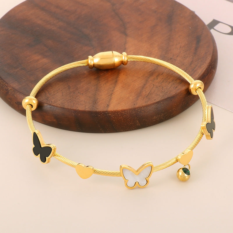 Wholesale Elegant Streetwear Butterfly Stainless Steel Titanium Steel Epoxy Bracelets Necklace