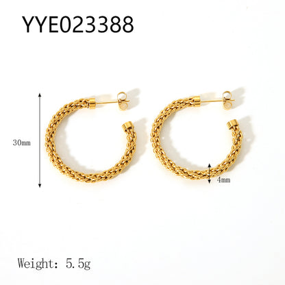 1 Pair Ig Style Nordic Style Solid Color Plating Stainless Steel 18k Gold Plated Earrings