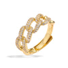 Elegant Luxurious Geometric Copper 18k Gold Plated Zircon Open Rings In Bulk