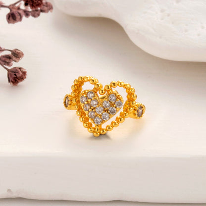 1 Piece Cute Cool Style Geometric Heart Shape Butterfly Plating Inlay Copper Zircon 18k Gold Plated Ear Studs