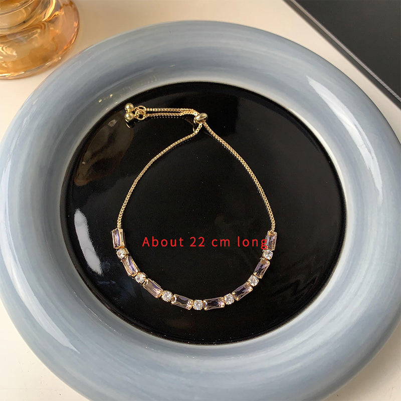 Simple Style Classic Style Square Copper Alloy Drawstring Plating Inlay Zircon 14k Gold Plated Women's Bracelets