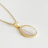 Elegant Oval Sterling Silver Silver Plated Pendant Necklace