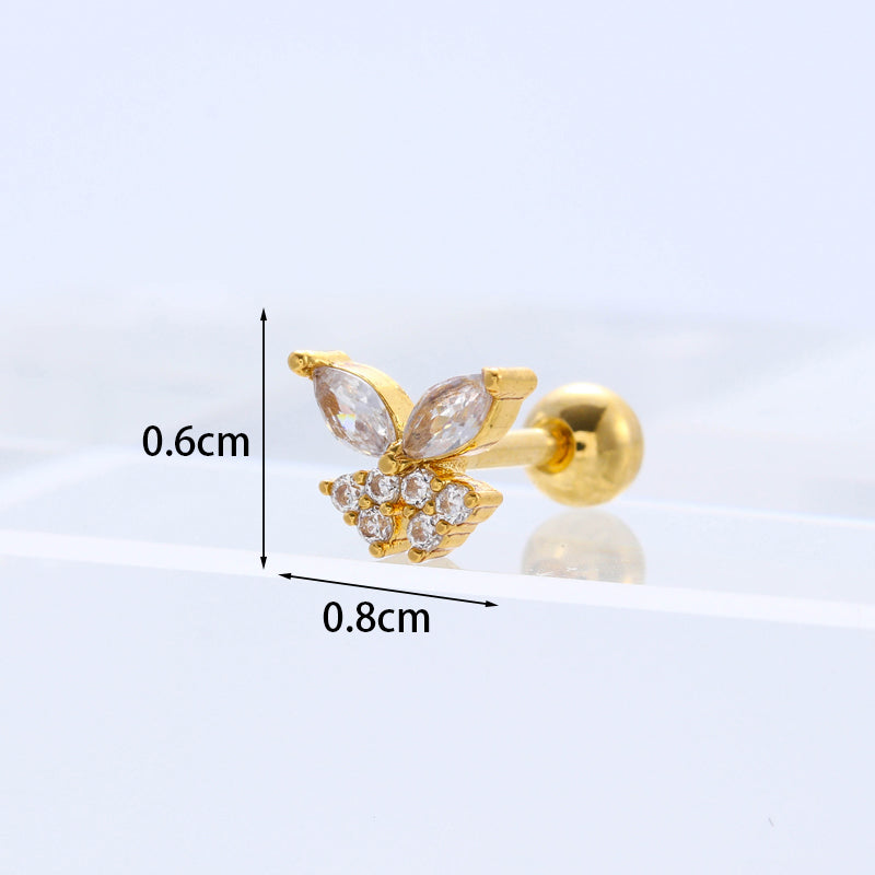 Fashion Geometric Plating Metal Artificial Gemstones Earrings Ear Studs