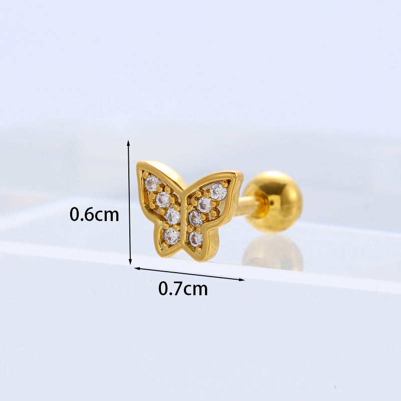 Fashion Geometric Plating Metal Artificial Gemstones Earrings Ear Studs