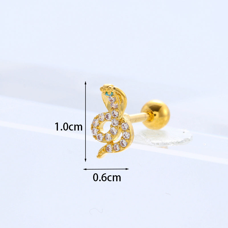 Fashion Geometric Plating Metal Artificial Gemstones Earrings Ear Studs