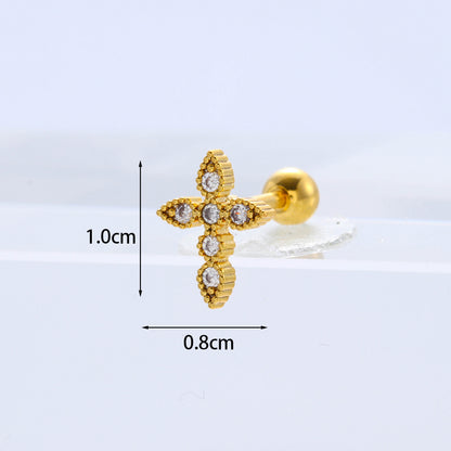 Fashion Geometric Plating Metal Artificial Gemstones Earrings Ear Studs