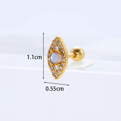 Fashion Geometric Plating Metal Artificial Gemstones Earrings Ear Studs