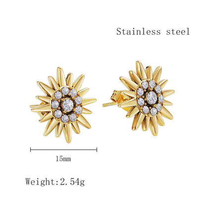 1 Pair Ig Style Elegant Luxurious Flower Plating Inlay Stainless Steel Zircon 18k Gold Plated Ear Studs