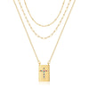 Hip-hop Cool Style Cross Heart Shape Lock Copper 14k Gold Plated Three Layer Necklace In Bulk