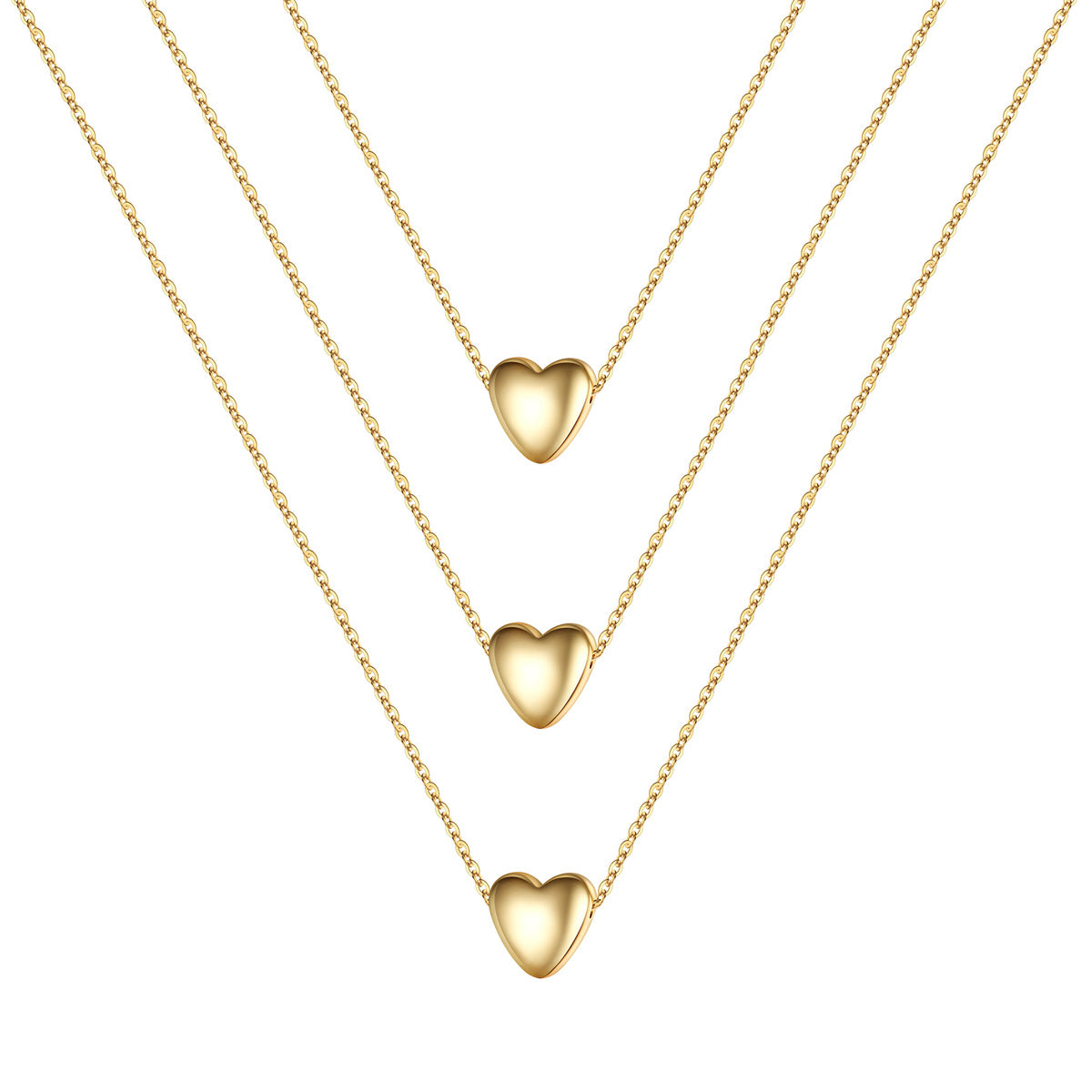 Hip-hop Cool Style Cross Heart Shape Lock Copper 14k Gold Plated Three Layer Necklace In Bulk