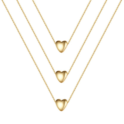 Hip-hop Cool Style Cross Heart Shape Lock Copper 14k Gold Plated Three Layer Necklace In Bulk