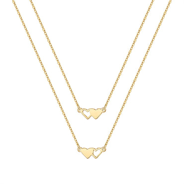 Hip-hop Cool Style Cross Heart Shape Lock Copper 14k Gold Plated Three Layer Necklace In Bulk