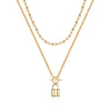 Hip-hop Cool Style Cross Heart Shape Lock Copper 14k Gold Plated Three Layer Necklace In Bulk