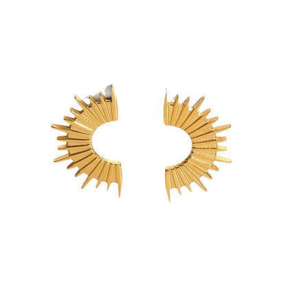 1 Pair Vintage Style Sector Plating Titanium Steel 18k Gold Plated Ear Studs