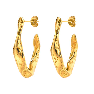 1 Pair Simple Style Commute Solid Color Plating Stainless Steel 18k Gold Plated Earrings