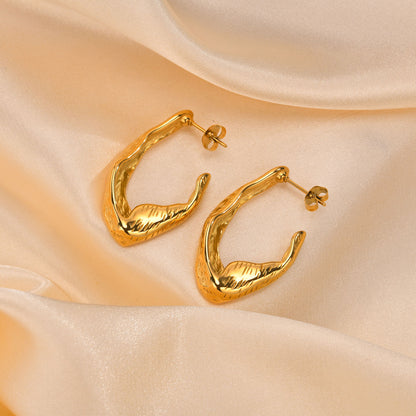 1 Pair Simple Style Commute Solid Color Plating Stainless Steel 18k Gold Plated Earrings